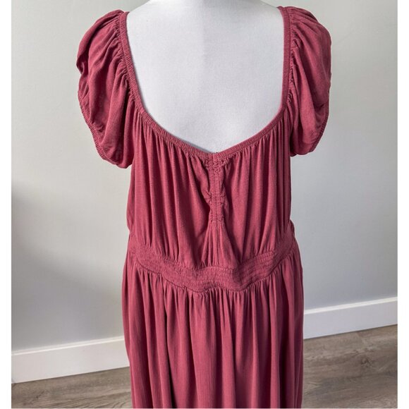 Torrid Mini Lenny Smocked Waist Dress in Wild Ginger Burgundy - Picture 12 of 12